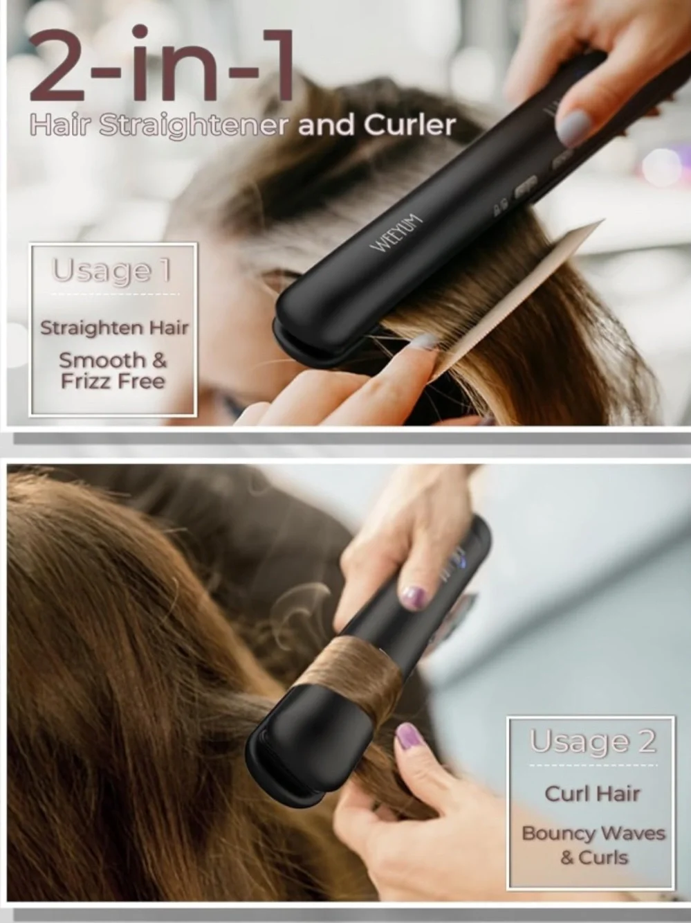 Cordless Hair Straightener and Curler 2 in 1 Wireless Rechargeable #RA5